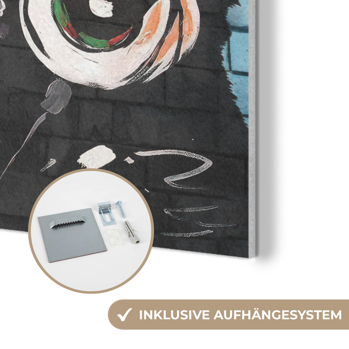 AKUSTIKBILD Affe - Graffiti - Musik Wanddeko 60x90 cm - Multicolor, Kunststoff (60/90/0.9cm) - MuchoWow