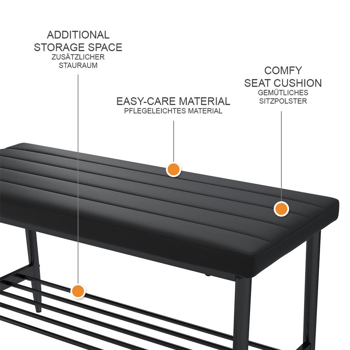 SITZBANK Grand Schwarz 85 x 35 cm - Schwarz, Textil (85/46.5/35cm) - Vicco