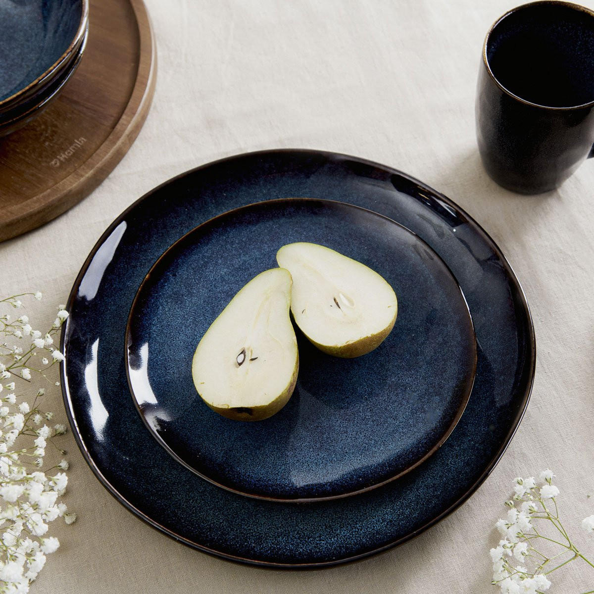 DESSERTTELLER Casper dunkelblau 20 cm 4er-Set - Dunkelblau, Keramik (20cm) - Homla
