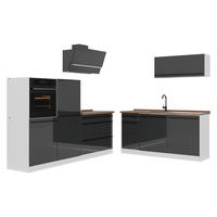 KUCHYŇSKÝ KOUT R-Line, Antracitový vysoký lesk/Bílá, 220 cm pracovná doska Dub Goldkraft - bílá/vysoce lesklá černá, kompozitní dřevo (220/143/60cm) - Vicco