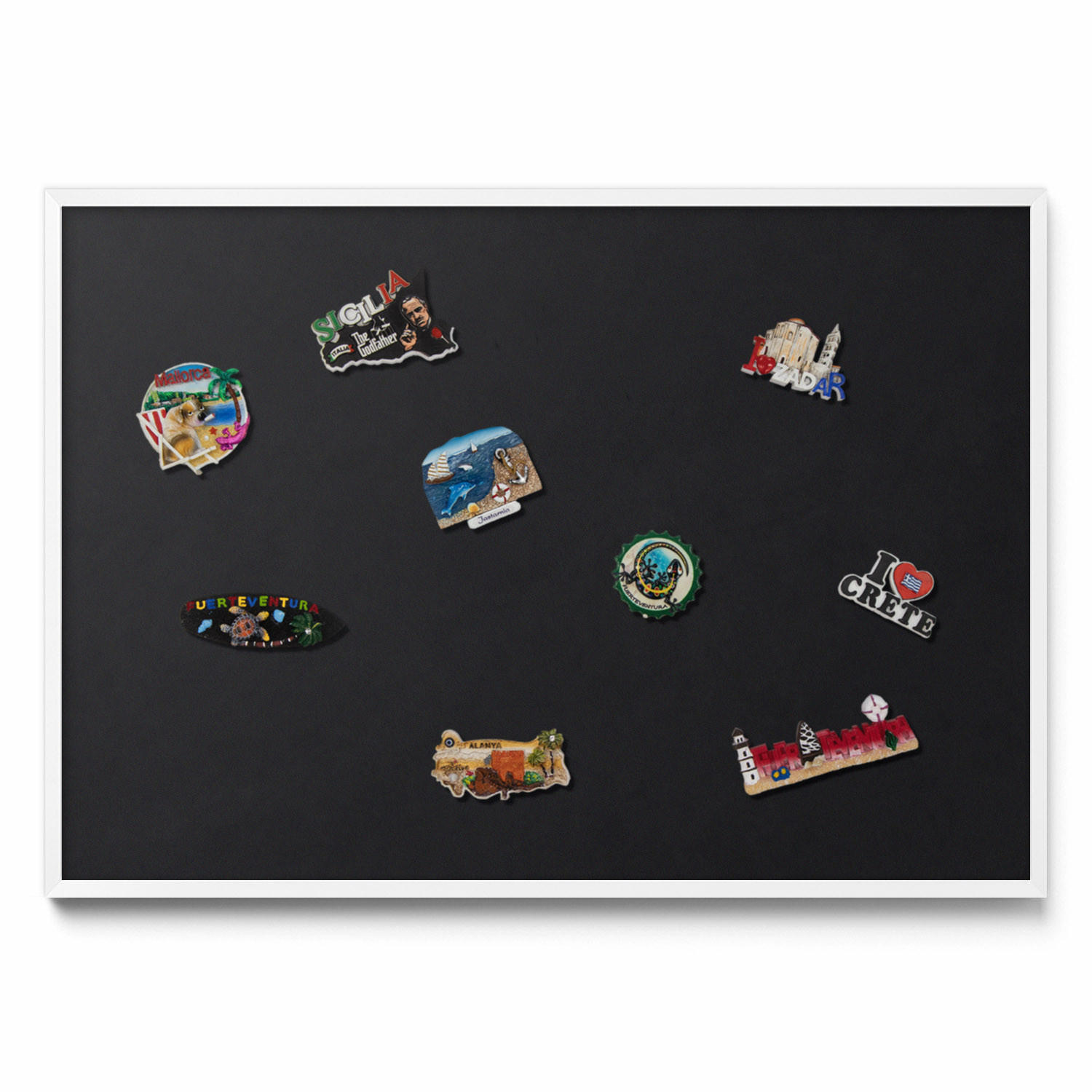 MAGNETTAFEL 100x70 cm Weißer Rahmen Farbe Schwarz - Mokka, Metall (100/70/0.4cm) - TULUP