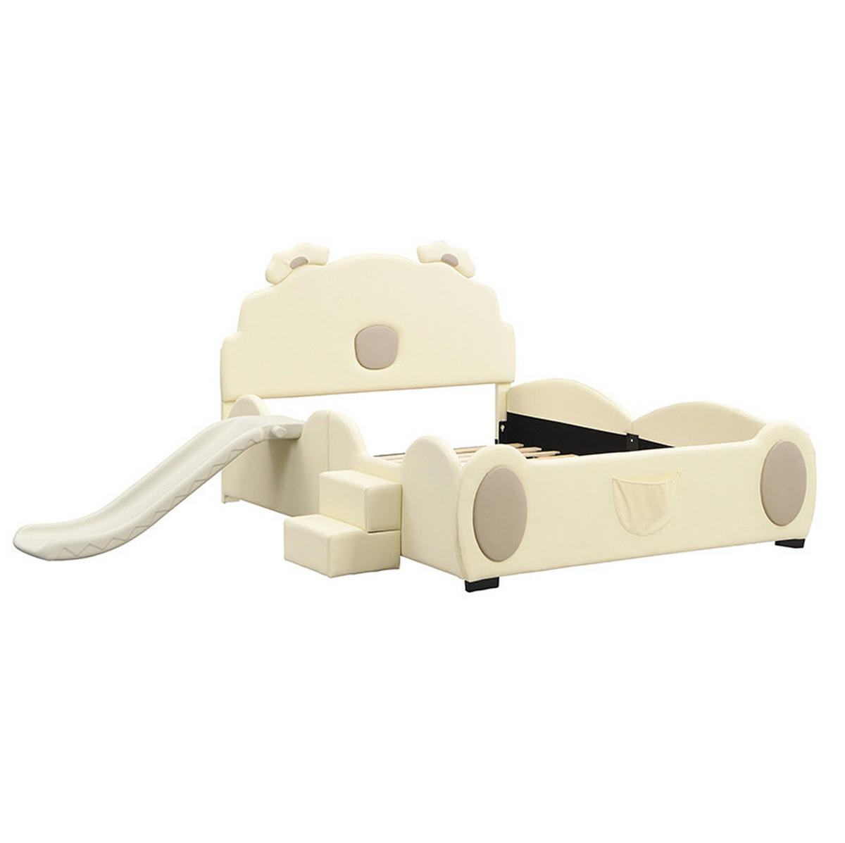 KINDERBETT 140/200 cm in Beige mit Rutsche und Leiter - Beige, Kunststoff (140/200cm) - BEAOK