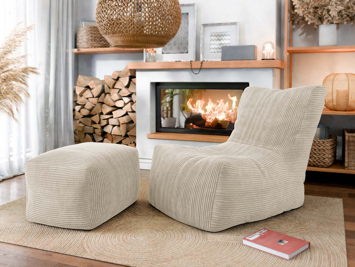 SITZSACK SET Rest und Easy Cord - Beige, Textil (80/90/100cm) - MIRJAN24