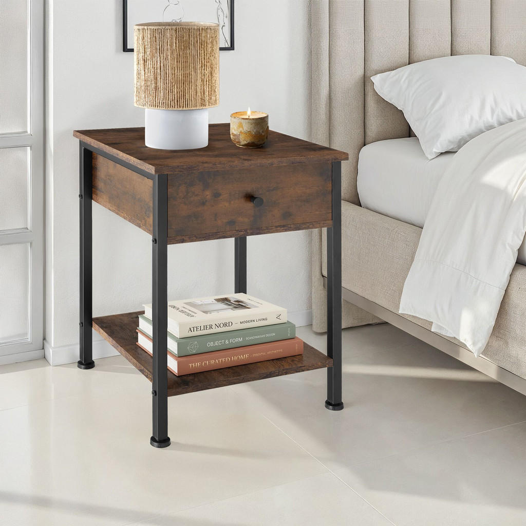 Thumbnail - tectake Nachtschrank, Rost, Holzwerkstoff, Quadratisch, 40x55.5x40 cm, Schlafzimmer, Nachttische