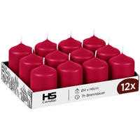 STUMPENKERZEN Ø4xH6 cm Rubinrot 12er-Pack - Dunkelrot, Naturmaterialien (4/6cm)
