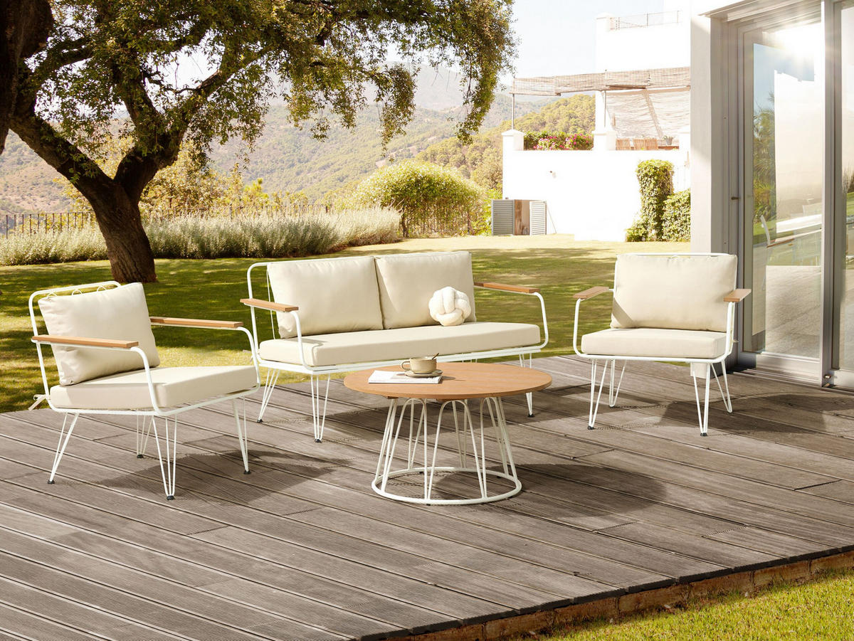 LOUNGE-SET 4-sitzer Stahl Beige Montesilvano - Beige, Metall - Beliani