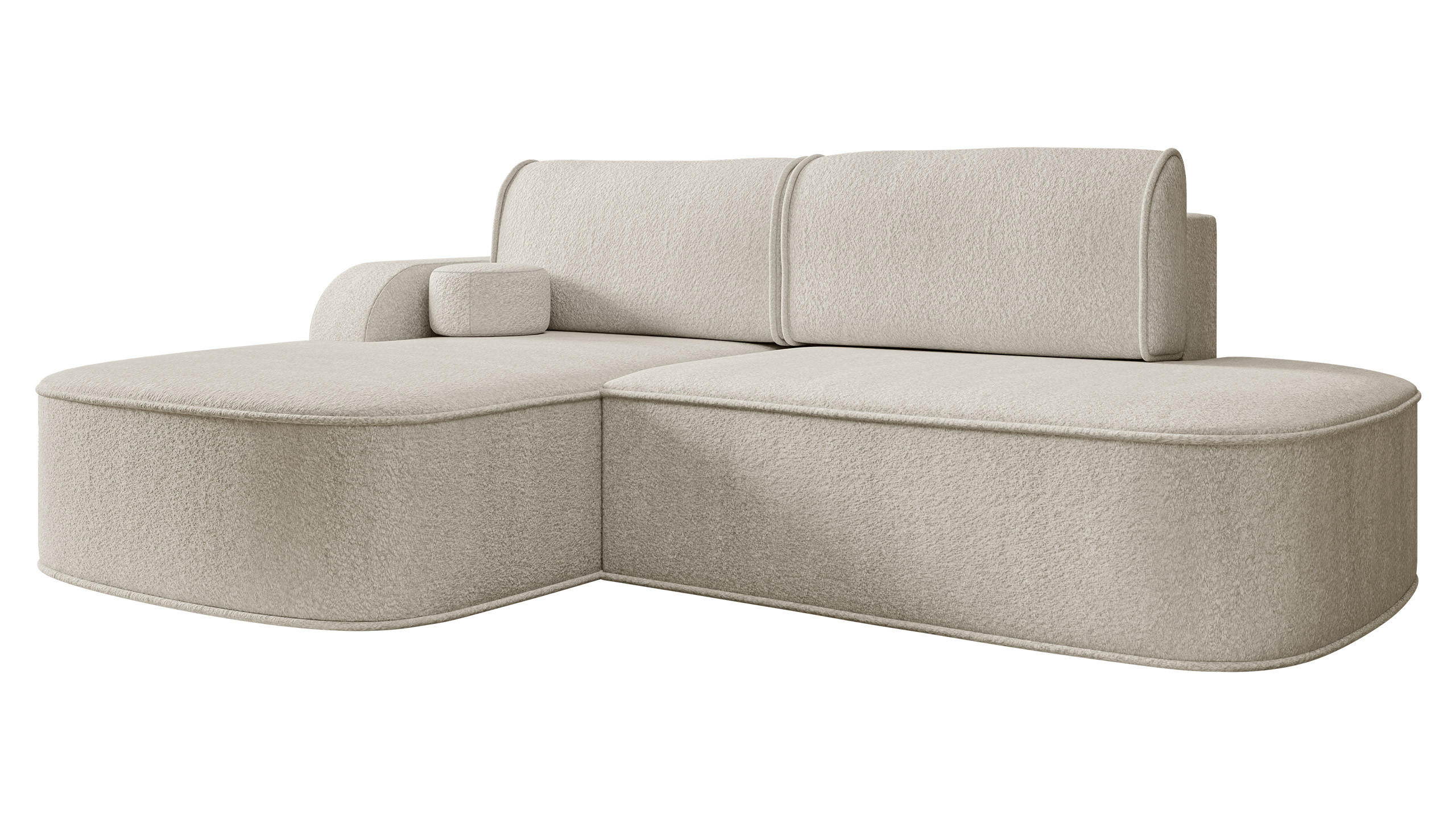 ECKSOFA Koro, Seite: Links - Beige/Schwarz, Holz/Kunststoff (256/177cm) - MIRJAN24