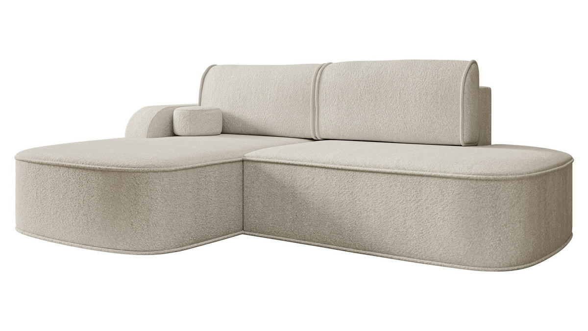 ECKSOFA Koro, Seite: Links - Beige/Schwarz, Holz/Kunststoff (256/177cm) - MIRJAN24