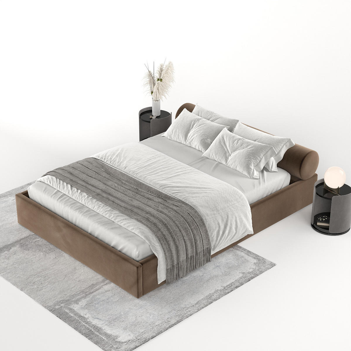 POLSTERBETT Solvo mit Stauraum 200/200 cm Braun im Kronos Stoff - Schwarz/Naturfarben, Holz/Holzwerkstoff (200/200cm) - AltaBeds