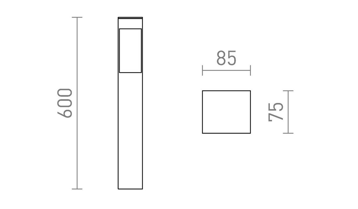 AUSSENLEUCHTE TORIN 60 Lichtgrau 7 W IP65 - Grau, Metall (75/85/60cm) - Rendl