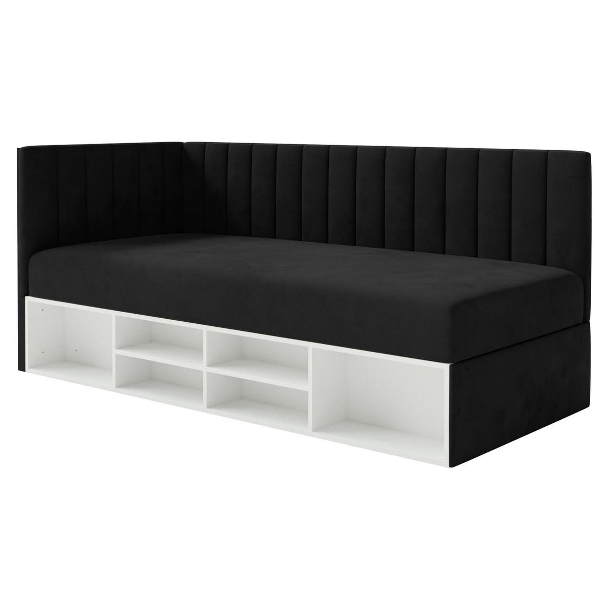 JUGENDBETT Ventrio Schwarz Easy-Clean-Samtbezug 90x200 cm - Schwarz, Kunststoff/Textil (90/200cm) - Selsey