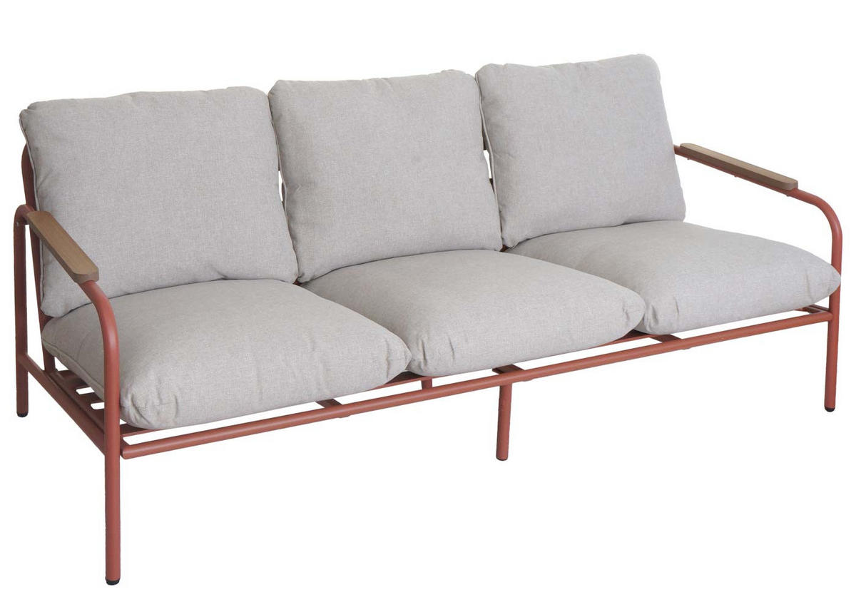 GARTENBANK Aluminium 81x184x81cm 3-Sitzer Terrakotta - Beige/Rot, Metall (184/81/81cm) - PROREGAL