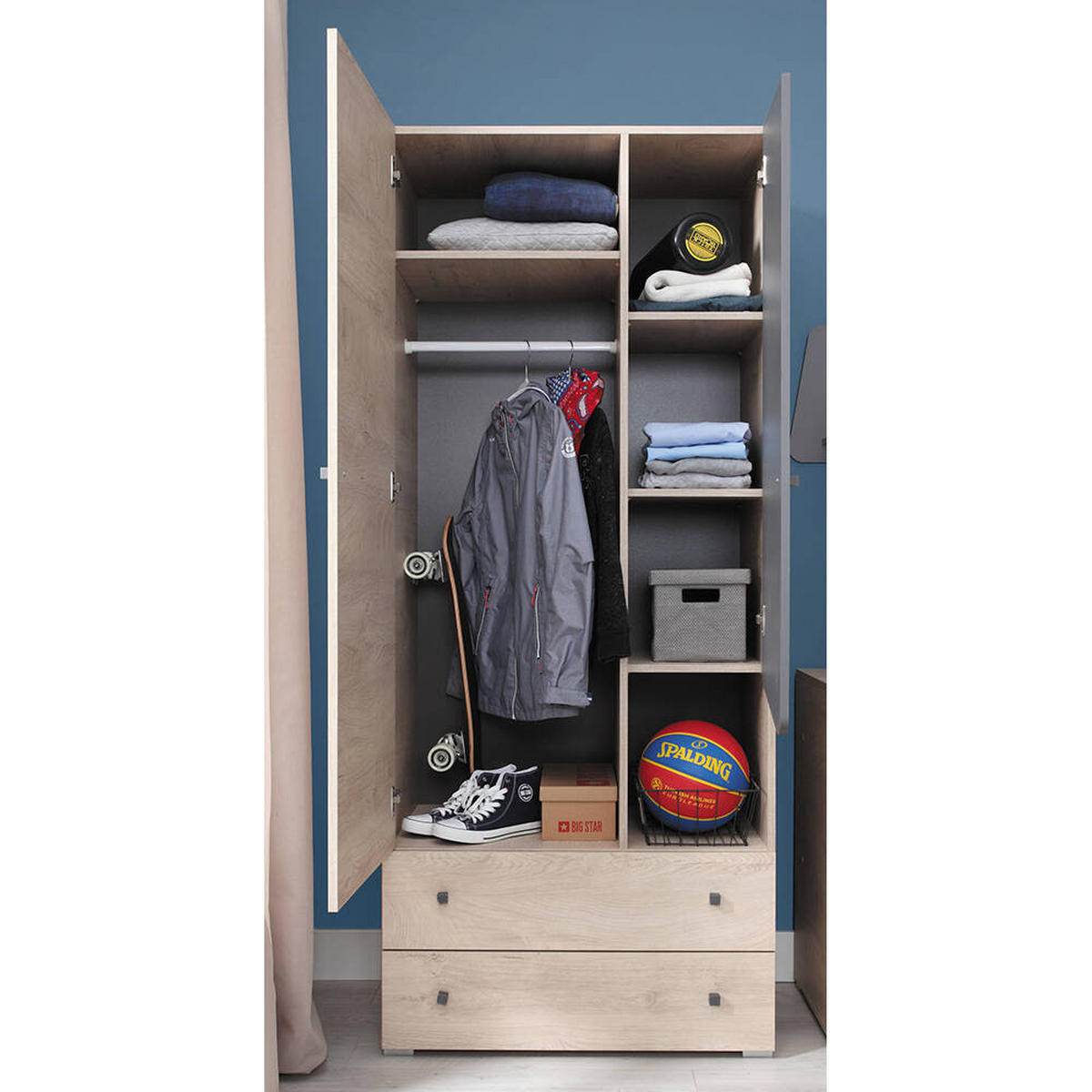 SCHLAFZIMMER Set 6-tlg. – DELTA System – Artisan Eiche / Anthrazit - Eichefarben, Holzwerkstoff (80/190/50cm) - hi-markt