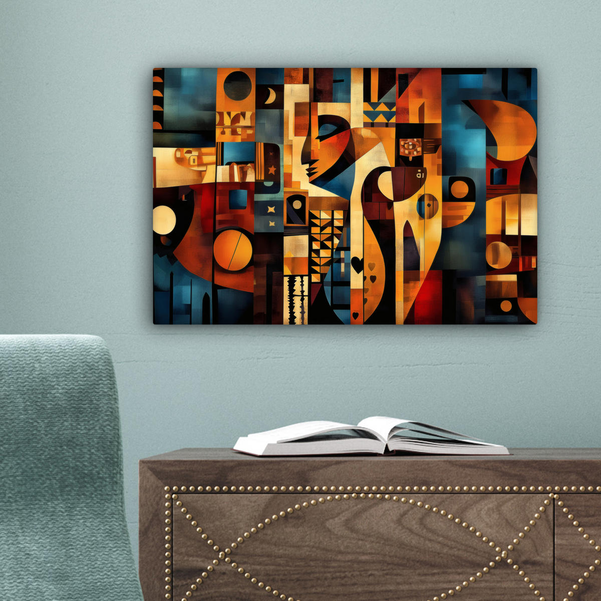 LEINWANDBILD Figuren - Abstrakt - Symbole 30x20 cm - Terracotta, Textil (30/20cm) - MuchoWow