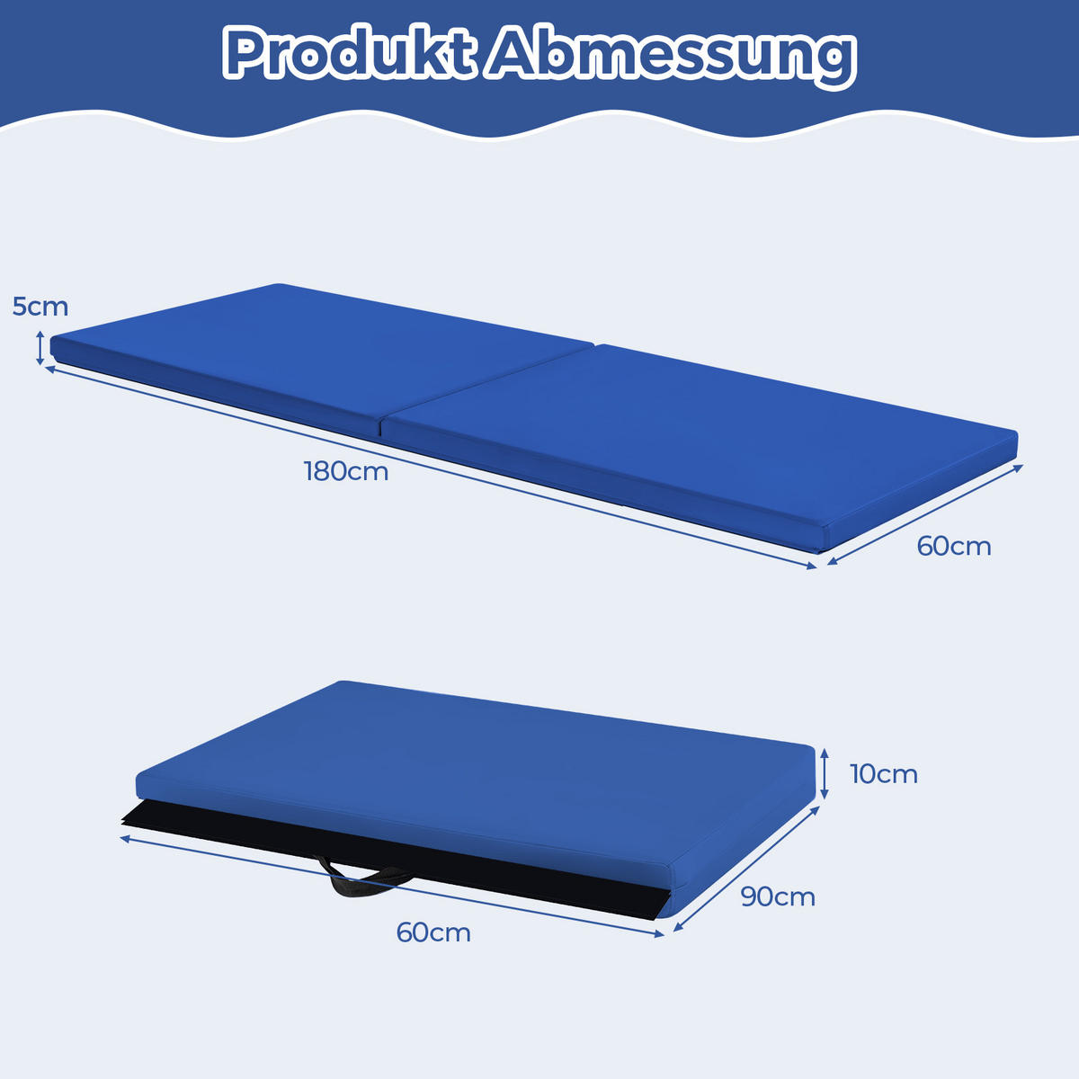 SPORTMATTE Blau - Blau, Leder (60/180cm) - COSTWAY