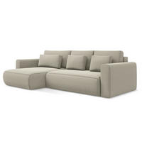 ECKSOFA mit Schlaffunktion Samt Stoff Creme - Perlmutt/Creme, Kunststoff/Textil (149/278cm) - LaMiaSofa