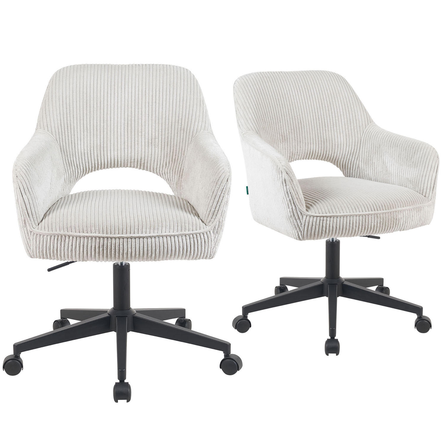 BÜROSTUHL Mika-Ilvy - Hellgrau/Schwarz, Textil/Metall (60/84/65cm) - DUBI Möbel