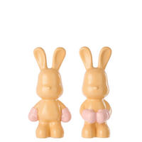 DEKOOBJEKT KANINCHEN RAY BOXEN (2ER SET) - Orange, Glas/Naturmaterialien (13/36/16.5cm) - J-Line