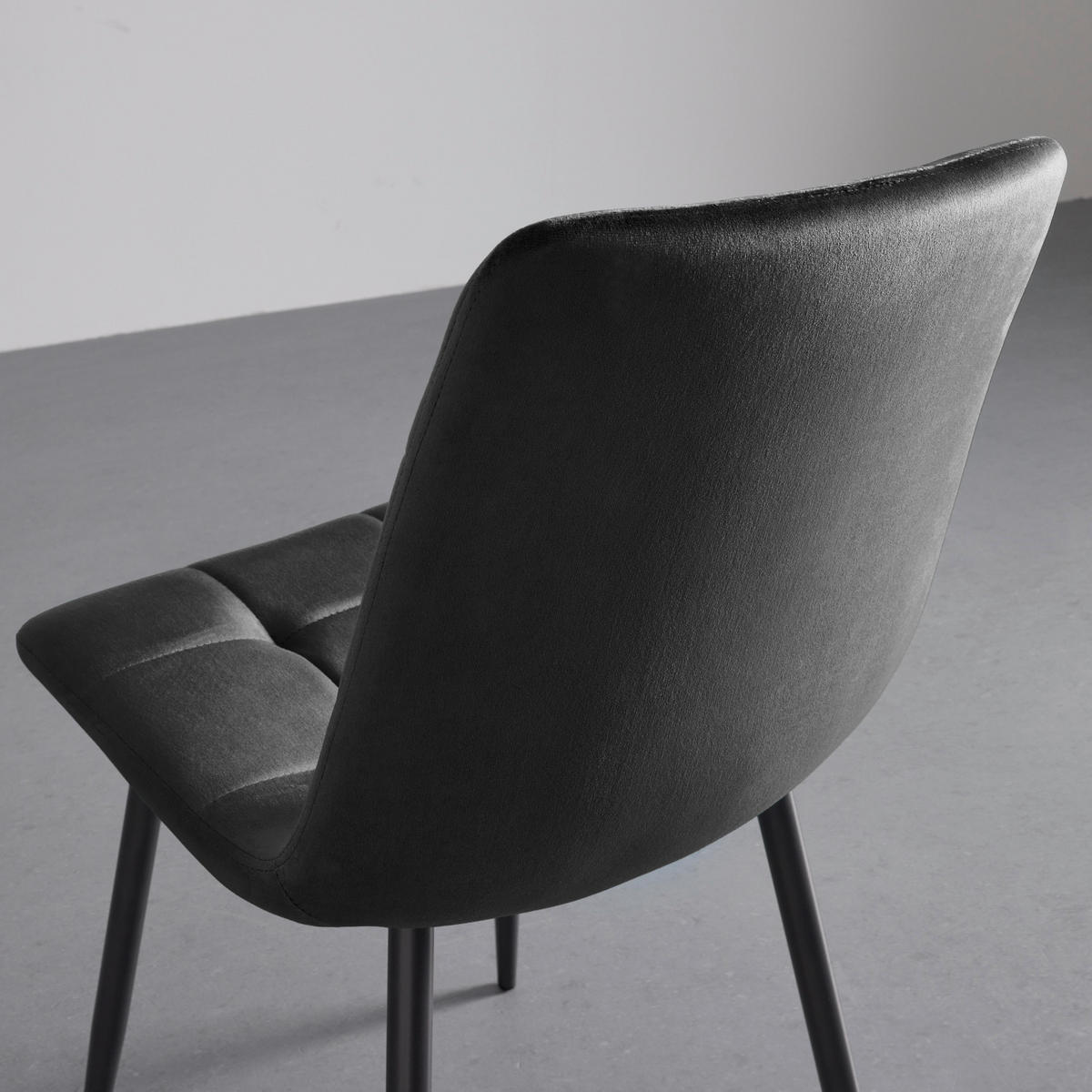 STUHL Ria Schwarz Samt Gepolstert - Schwarz, Holz (43.5/87/54cm) - Bessagi Home