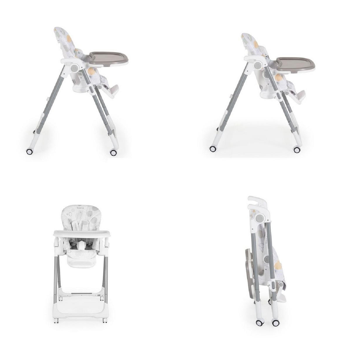 HOCHSTUHL Bueno faltbar grau mehrfach verstellbar Doppeltablett Räder Gurt - Grau, Metall (55/106/74cm) - Moni