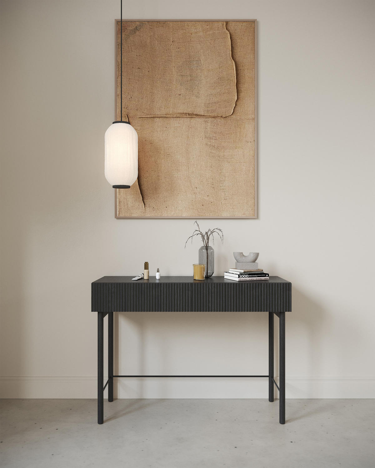 SCHMINKTISCH Nolie Holzoptik Esche Schwarz mit 2 Schubladen 110 cm - Schwarz, Holz/Holzwerkstoff (40/110/79cm) - Selsey