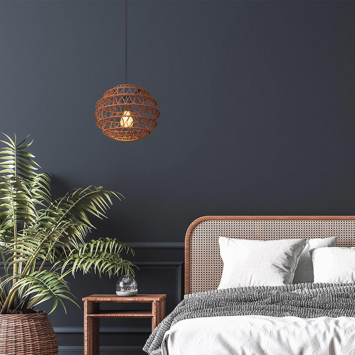 PENDELLEUCHTE SENNI Metall Braun - Braun, Metall (29/29/120cm) - Globo Lighting