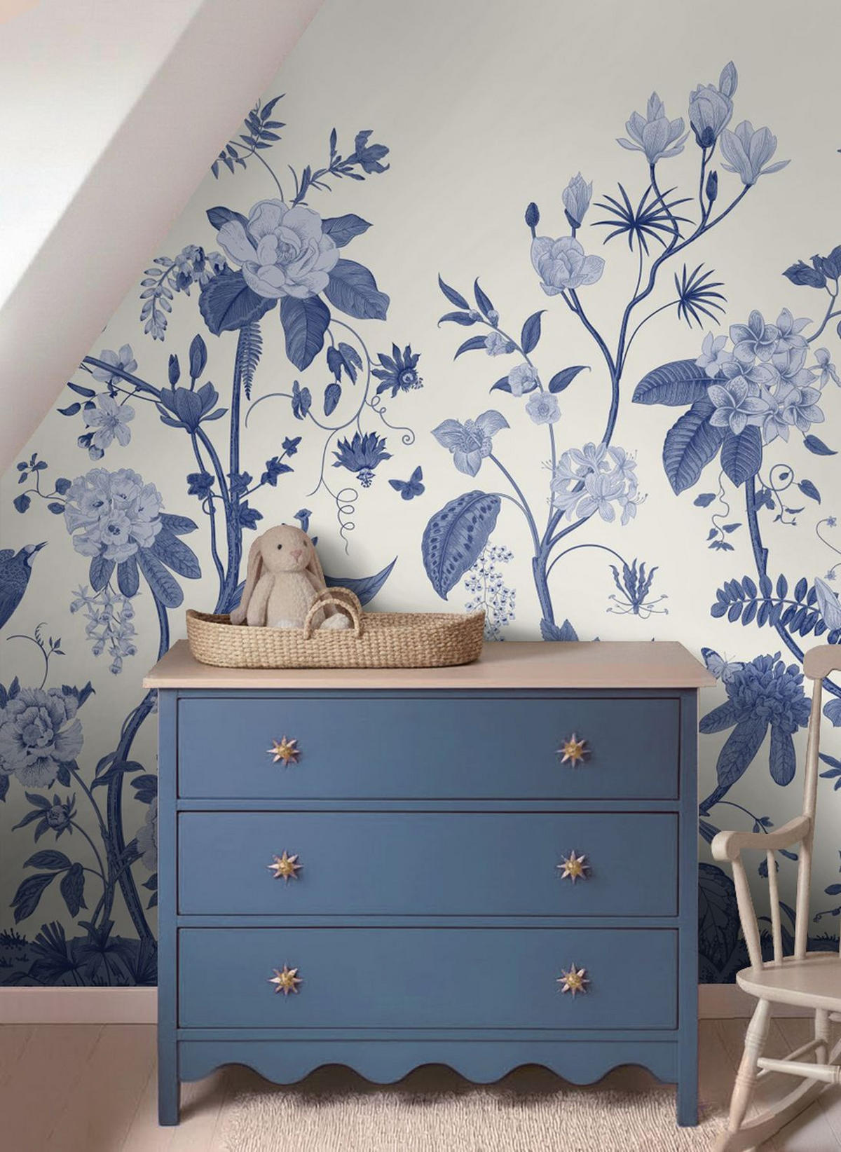 FOTOTAPETE Toile de Jouy 2.5 x 2.79 m - Blau, Papier (250/279cm) - ESTAhome