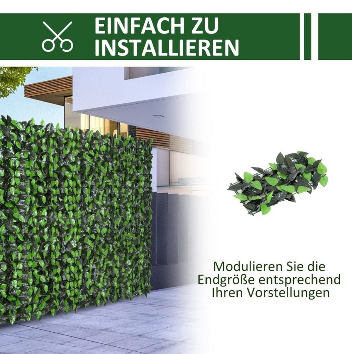 SICHTSCHUTZZAUN – Kunsthecke 300/1/100 cm grün aus Stoff - Grün, Textil (1/100cm) - OKWISH