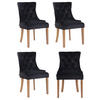 WOHNZIMMERSTUHL 4er Set Samt schwarz - Schwarz/Naturfarben, Holz/Textil (55/92/58cm) - CLP