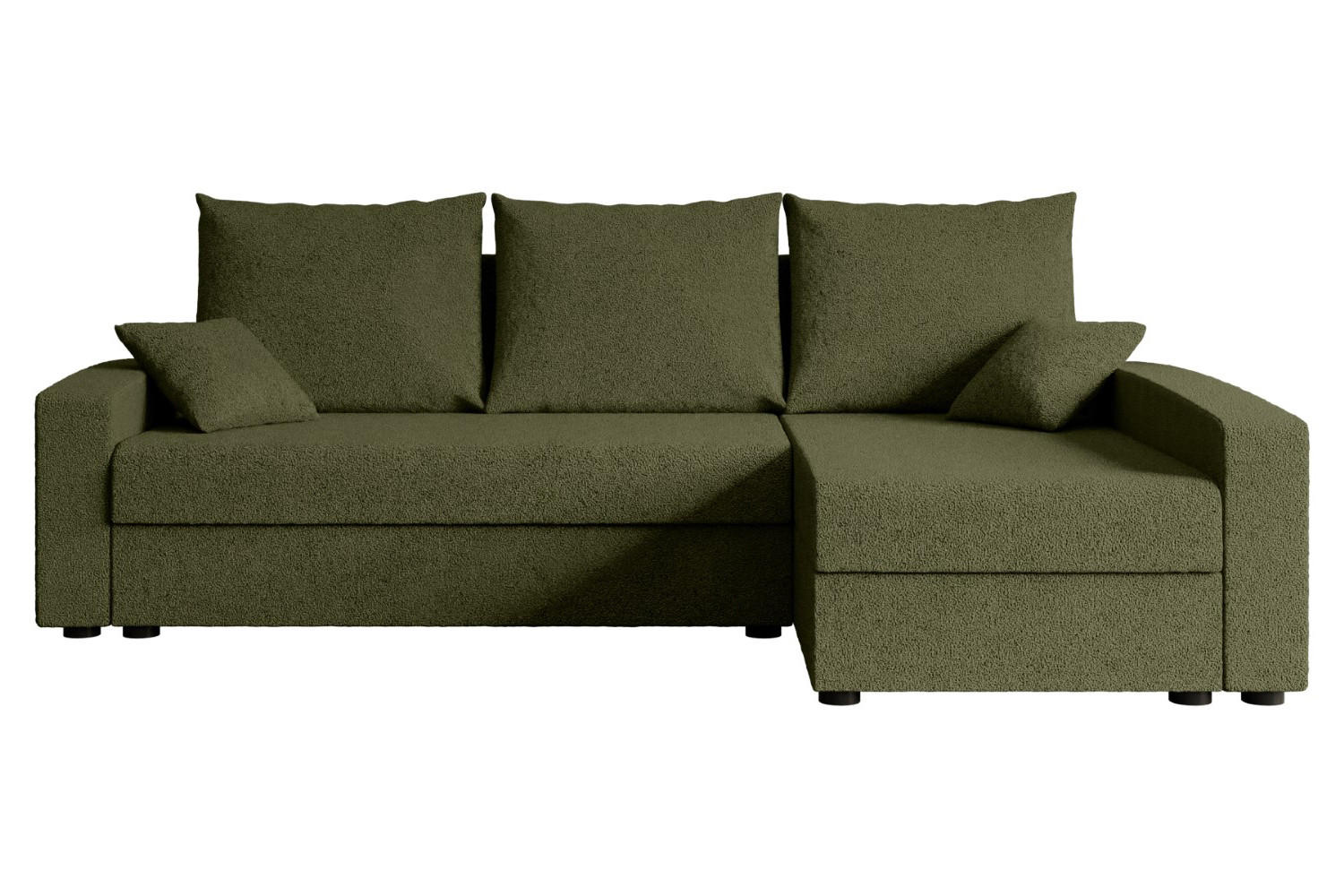 ECKSOFA mit Schlaffunktion und Bettkasten ALESIA-L 231x140x90 cm Grün Bouclé - Silberfarben/Grün, Holzwerkstoff/Kunststoff (231/140cm) - ALTDECOR