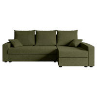 ECKSOFA mit Schlaffunktion und Bettkasten ALESIA-L 231x140x90 cm Grün Bouclé - Silberfarben/Grün, Holzwerkstoff/Kunststoff (231/140cm) - ALTDECOR