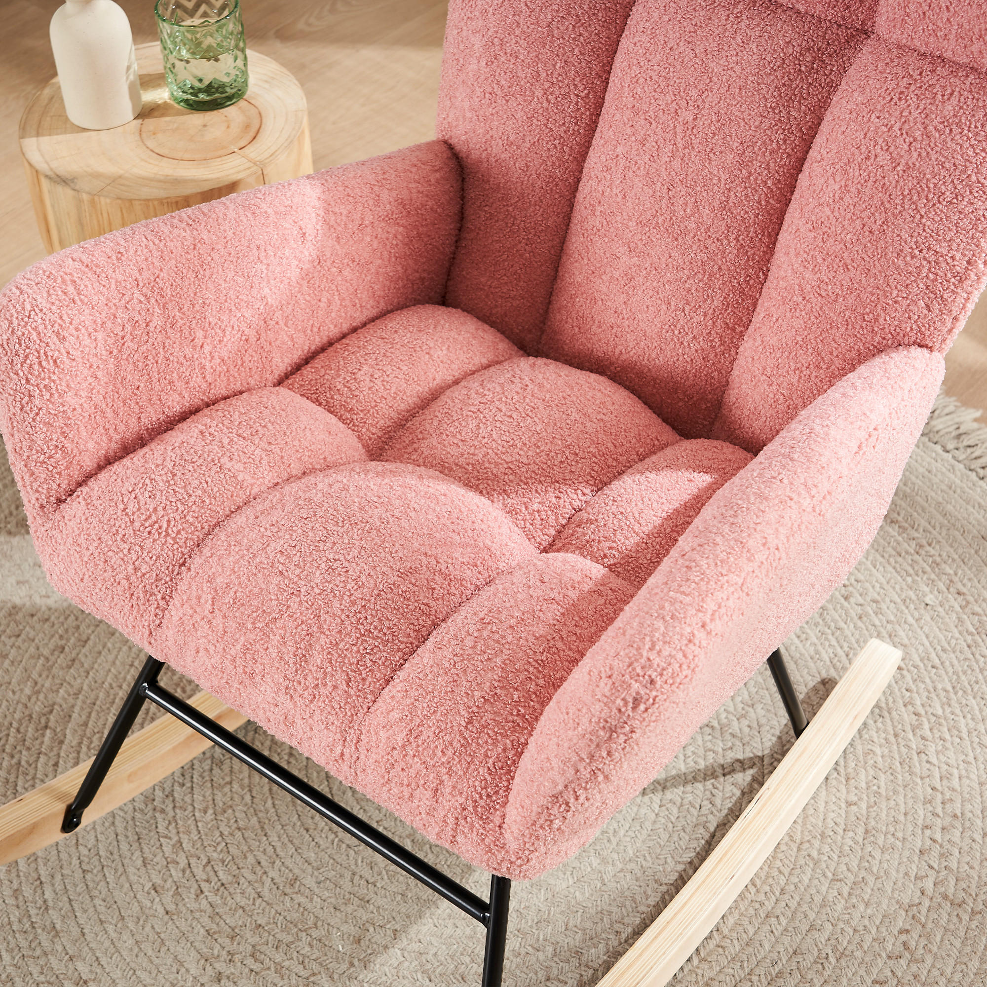 Thumbnail - Redom Schaukelstuhl, Rosa, Textil, 53.5x91x95 cm, Wohnzimmer, Sessel, Schaukelstühle