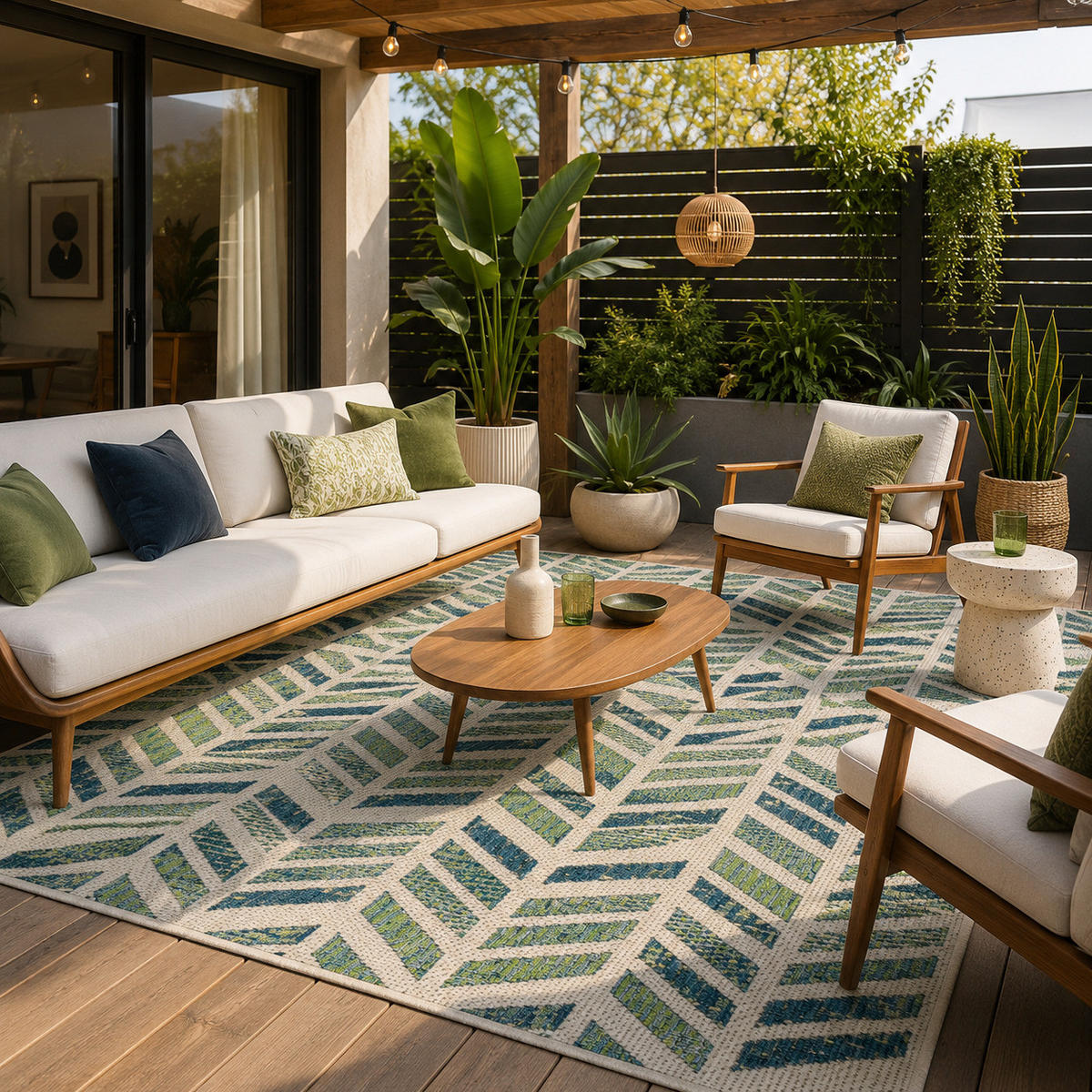 IN- UND OUTDOOR TEPPICH CARPETTO VINTAGE - Türkis, Textil (120/170cm) - Pergamon