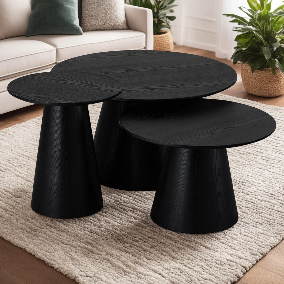 COUCHTISCH rund Schwarz 45/45/50 cm - Schwarz, Holz (45/45/50cm) - Furnhouse
