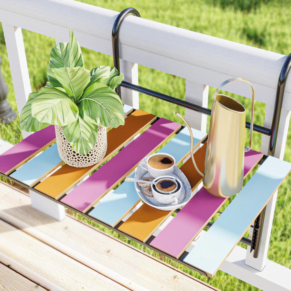 BALKONHÄNGETISCH Petäjävesi - Multicolor, Holz/Metall (40/60/58cm) - [en.casa]