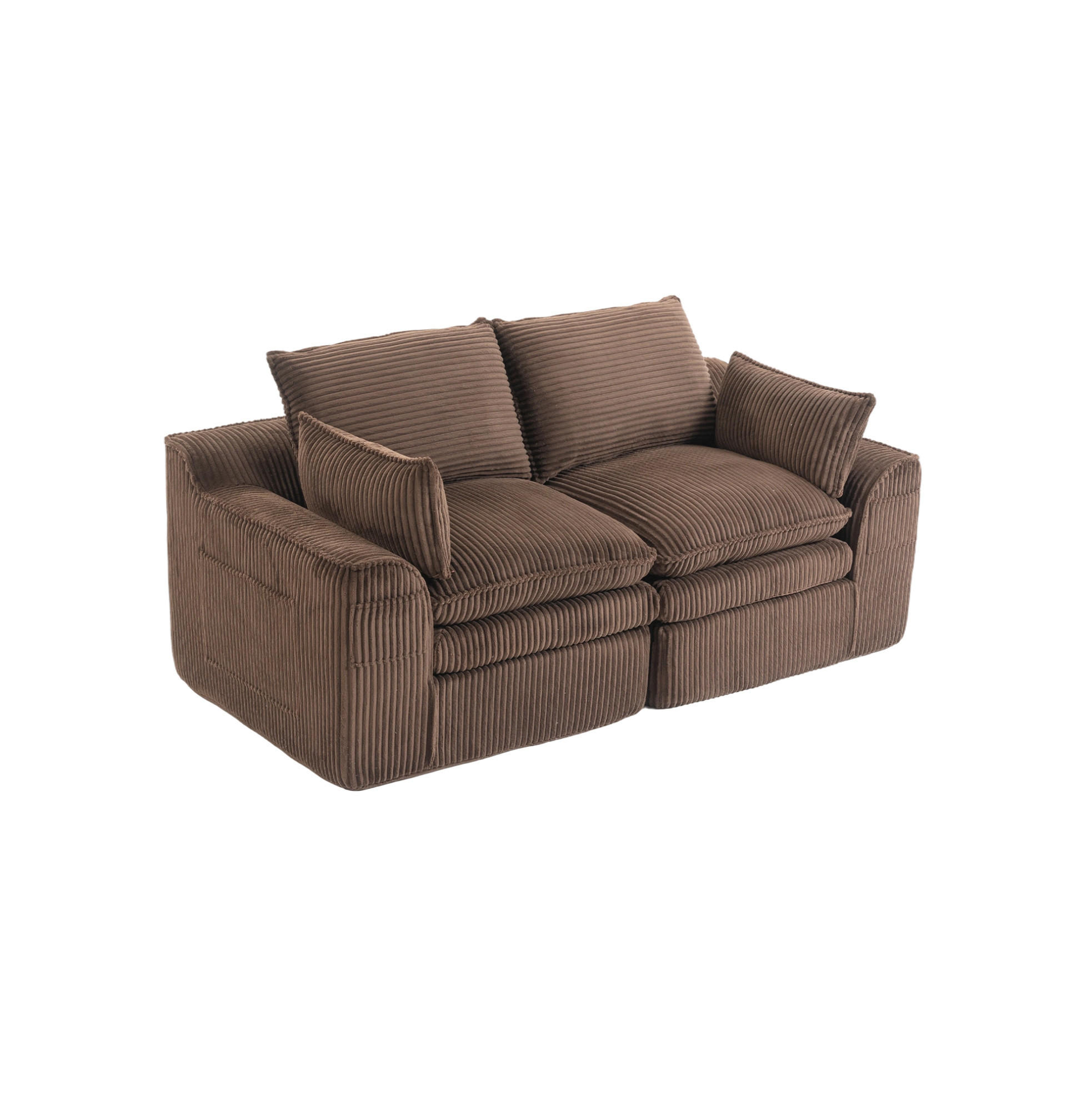 2-SITZER Sofa aus Cord 191x94x85 cm Braun mit Seitentaschen, Kissen und Federkern für hohen Sitzkomfort - Braun, Textil (191/85/94cm) - Modfu