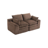 2-SITZER Sofa aus Cord 191x94x85 cm Braun mit Seitentaschen, Kissen und Federkern für hohen Sitzkomfort - Braun, Textil (191/85/94cm) - Modfu