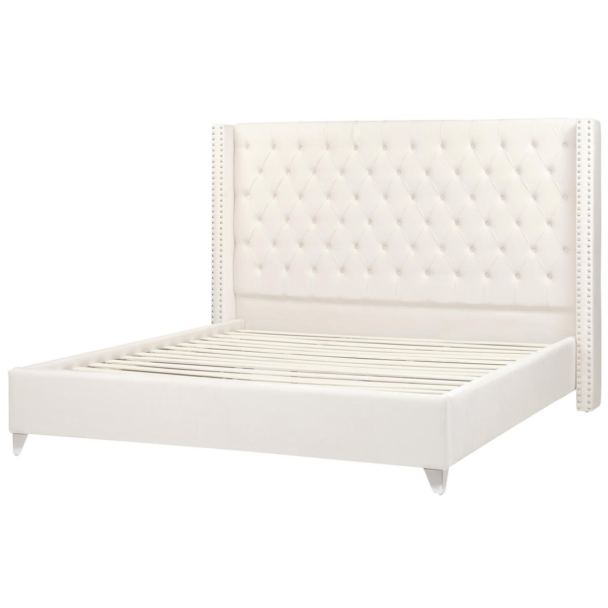 POLSTERBETT 180/200cm Cremeweiß Lubbon - Creme, Textil (180/200cm) - Beliani