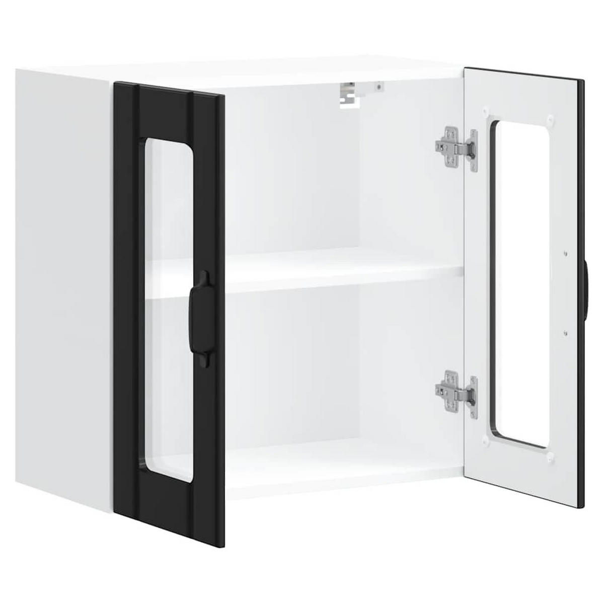 KÜCHEN-HÄNGESCHRANK Mit Glastür Schwarz Holzwerkstoff - Schwarz, Holzwerkstoff (31/60/60cm) - vidaXL