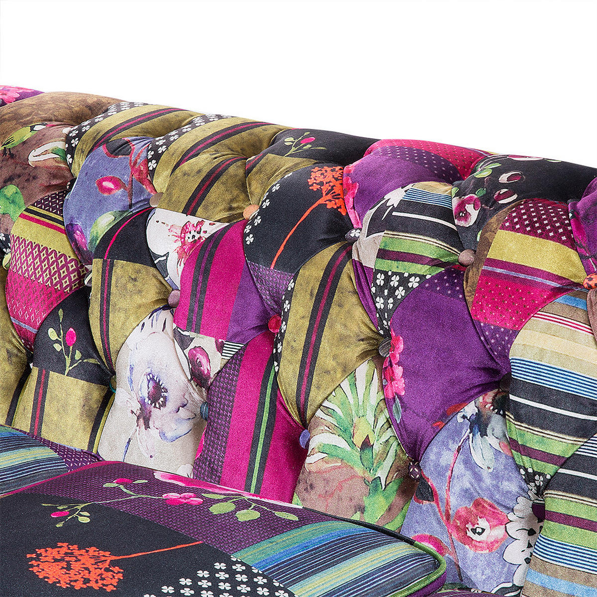 3-SITZER-SOFA Polyester Bunt Chesterfield - Hellgrün, Textil (200/71/96cm) - Beliani