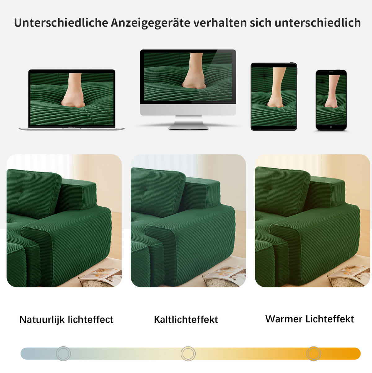 ECKSOFA aus Cord in Grün mit Tiefsitz - Grün, Textil (177/204cm) - Modfu
