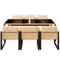 GARTEN-ESSGRUPPE 170/80/75 cm aus Polyrattan mit 6 Stühlen, Glasplatte und abnehmbaren Bezügen, Braun/Schwarz - Schwarz, Kunststoff - Redom