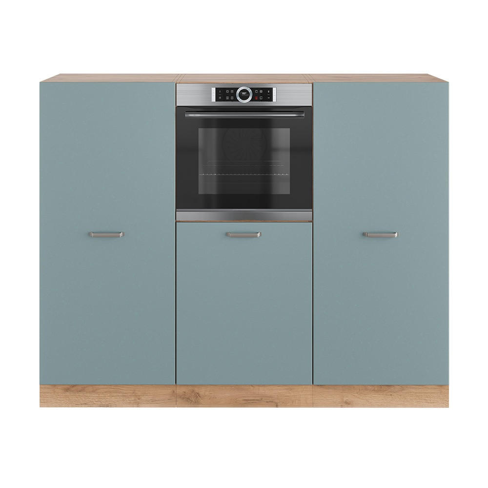 EINBAUKÜCHE R-Line Blau-Grau/Goldkraft Eiche 180 cm ohne Arbeitsplatte - Honigeiche/Blaugrau, Holzwerkstoff (180/143/46cm) - Vicco