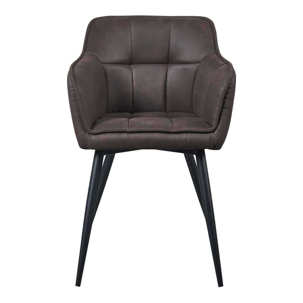 ARMLEHNSTUHL Birmingham - Dunkelbraun/Schwarz, Textil/Metall (57/81/53cm) - [en.casa]