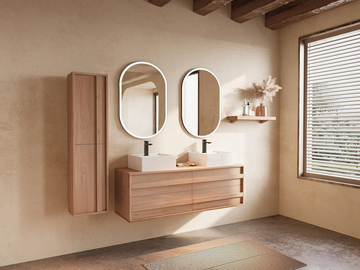 BADSCHRANK - 35 cm x 25 cm - holz - naturfarben hell Sarlo - Naturfarben, Holz (35/140/25cm) - Vente-Unique