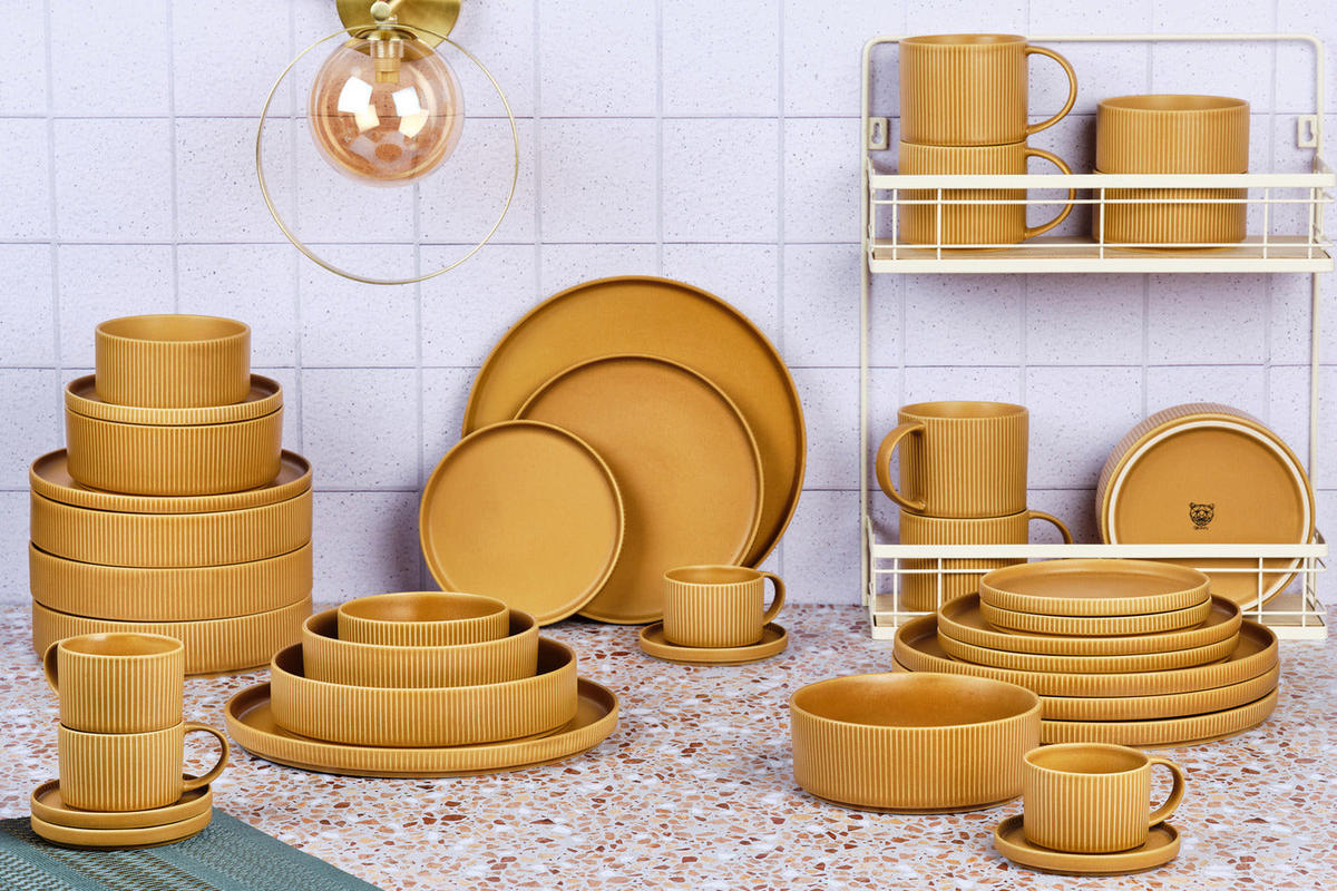 KOMPLETTSERVICE Scandi - 36er-Set - Ocre - Gelb, Keramik (1/1/1cm) - Björn