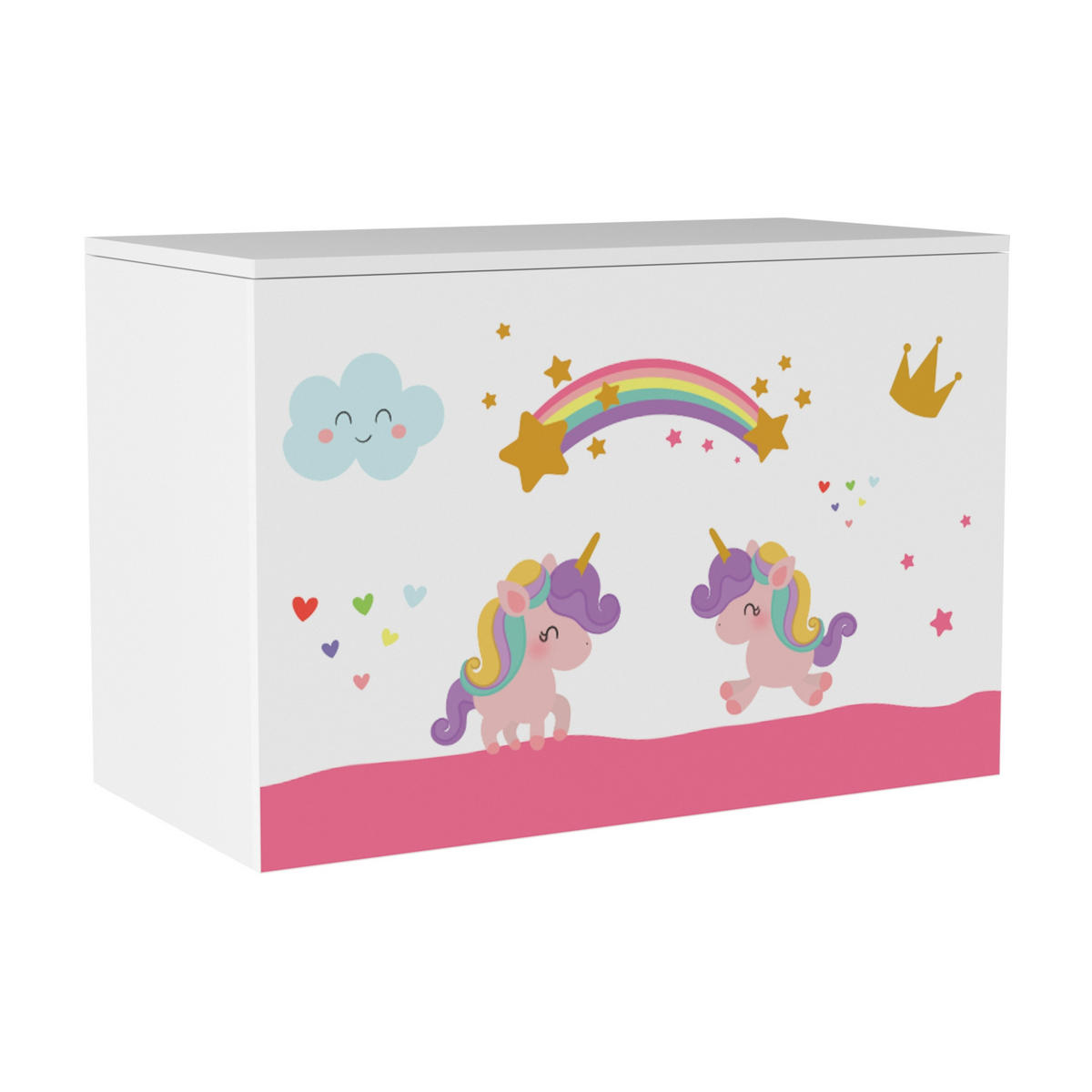 HRACÍ PŘÍSTROJ Oleiros - bílá/růžová, kompozitní dřevo (60/30cm) - [en.casa]