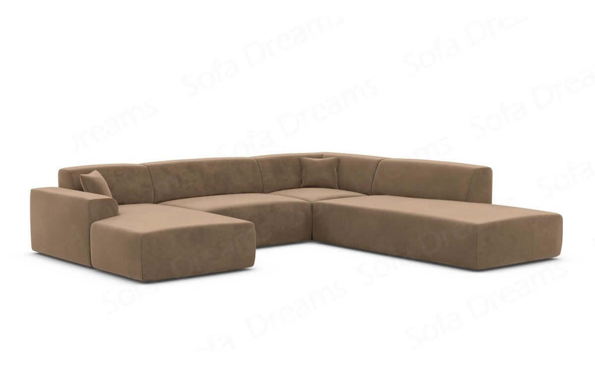 WOHNLANDSCHAFT Genova Braun Samtstoff - Braun, Kunststoff (326/70/263cm)
