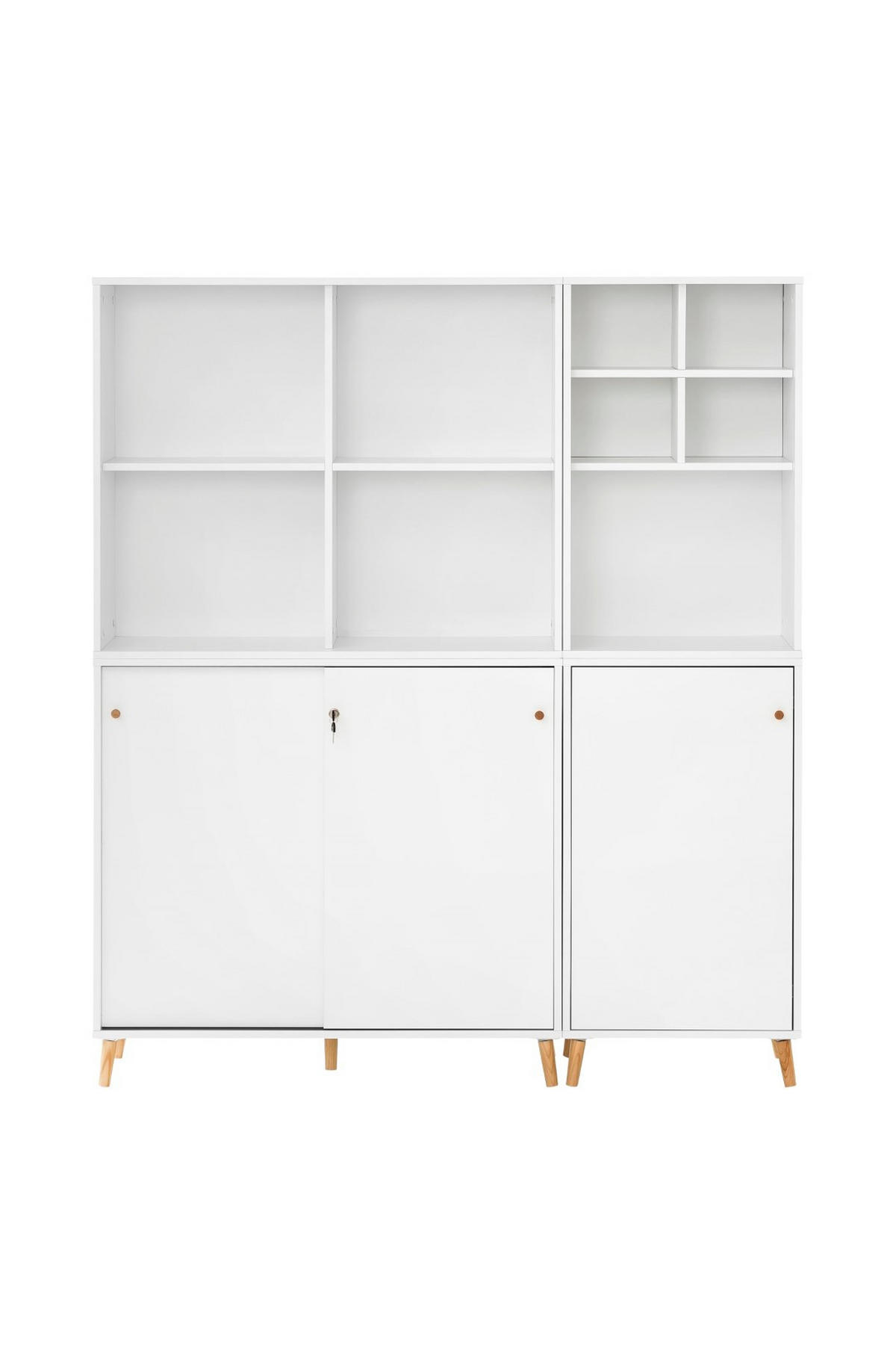 AKTENREGAL Jaguar 2er Set 2 AKTENSCHRANK & REGALKREUZ Breite 51-100 cm Weiß - Weiß, Holz (151/168.7/41cm) - PROREGAL