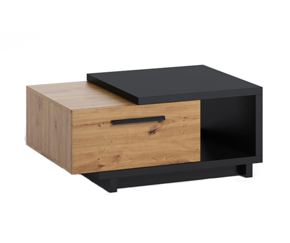 COUCHTISCH Zonda 90x60 mit zwei Schubladen - Schwarz/Eiche Artisan, Holzwerkstoff/Kunststoff (60/90/40cm) - Ravio